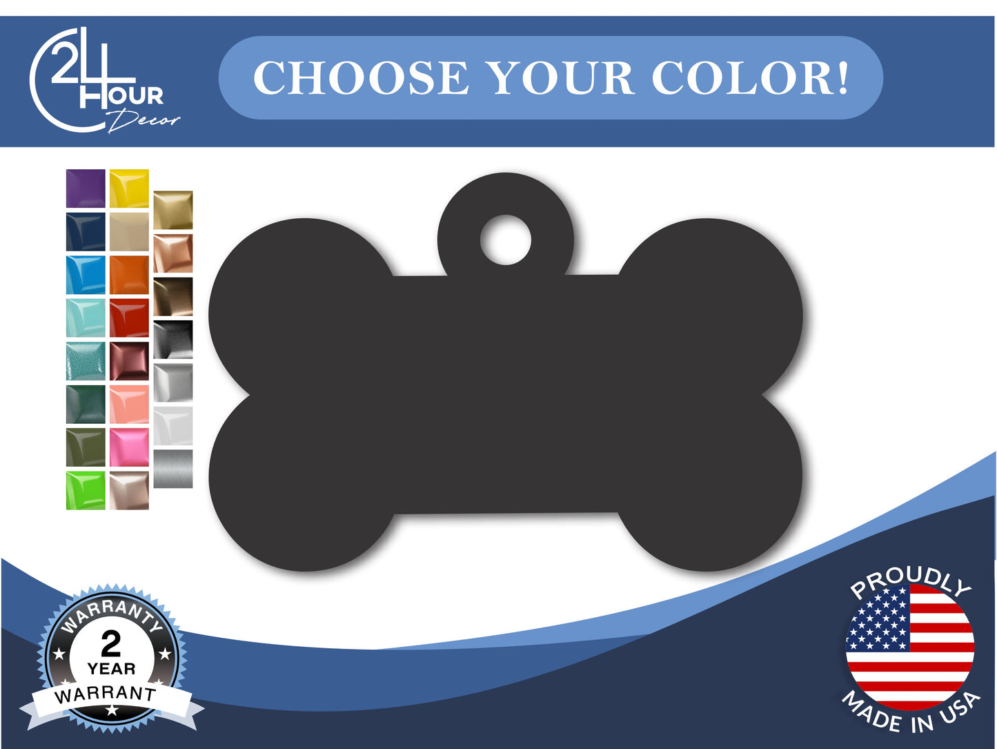 Custom Metal Bone Ornament | 4" to 5" | 20+ Color Options