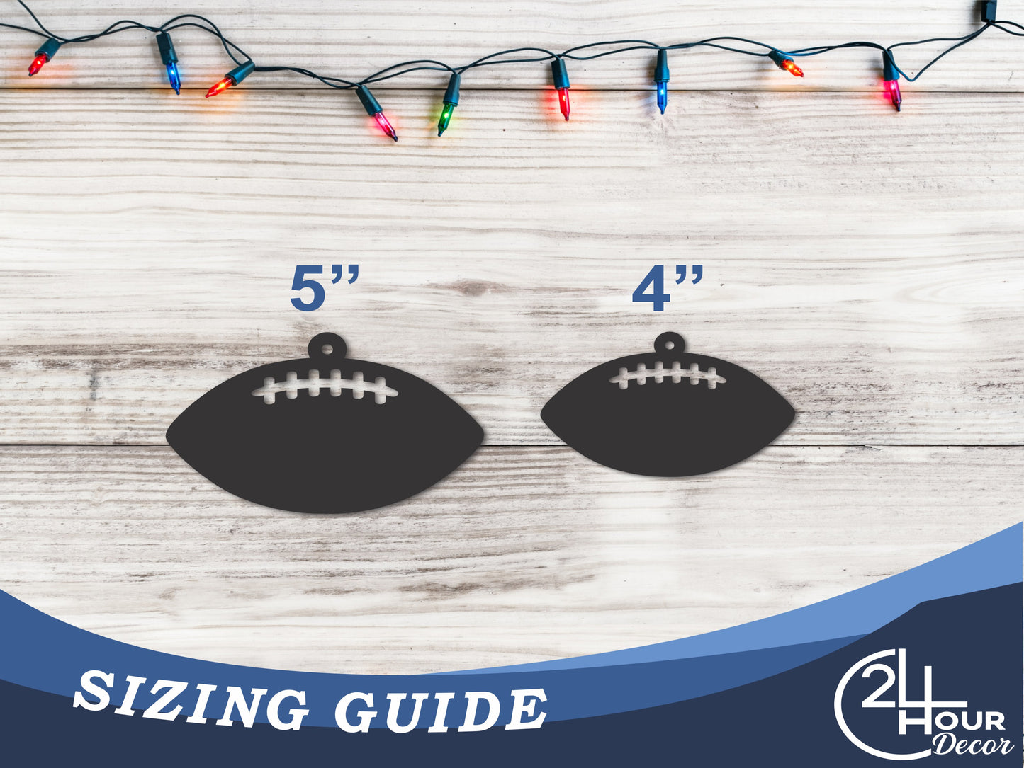 Custom Metal Football Ornament | 4" to 5" | 20+ Color Options