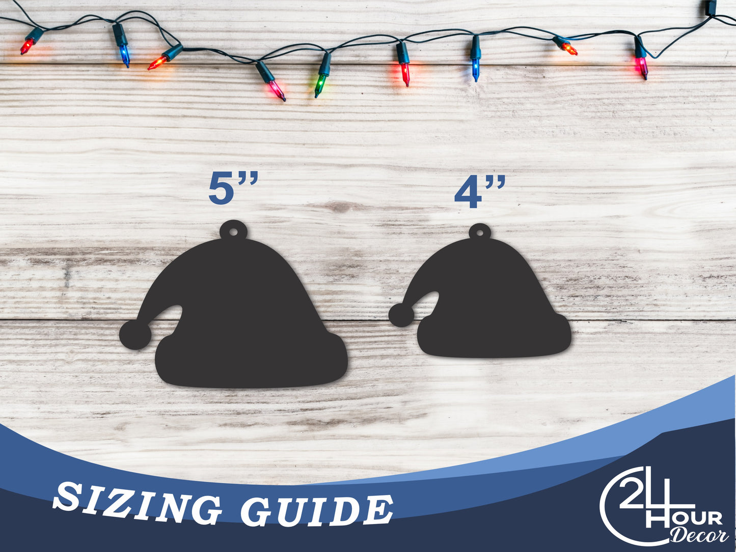 Custom Metal Santa Hat Ornament | 4" to 5" | 20+ Color Options