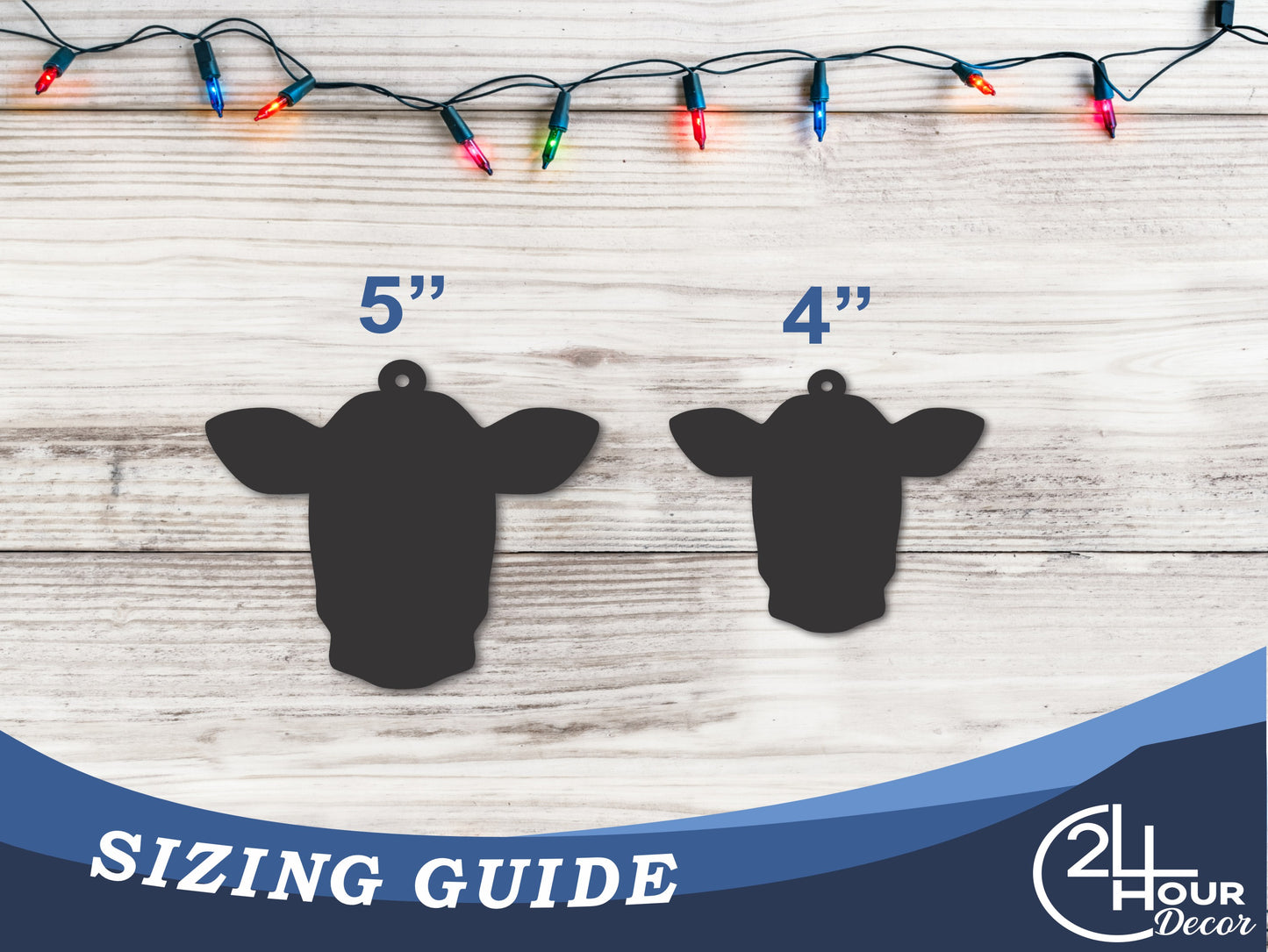 Custom Metal Dairy Cow Ornament | 4" to 5" | 20+ Color Options