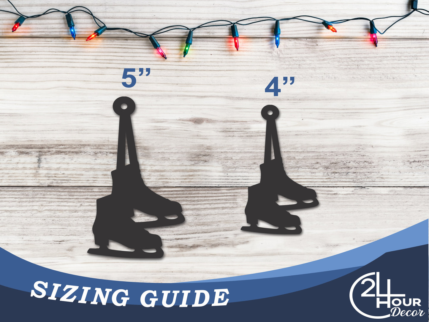 Custom Metal Ice Skates Ornament | 4" to 5" | 20+ Color Options