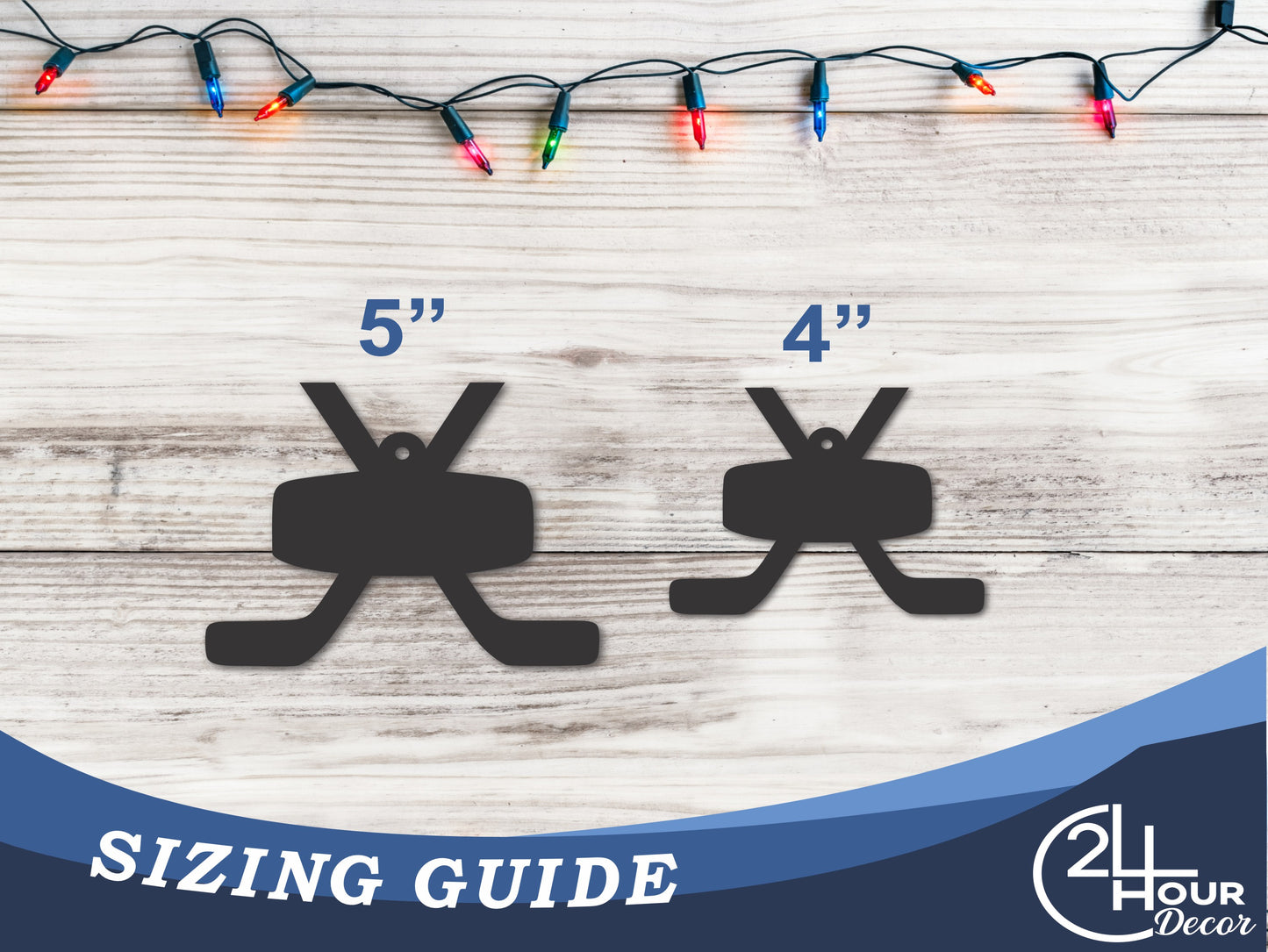Custom Metal Hockey Sticks Ornament | 4" to 5" | 20+ Color Options