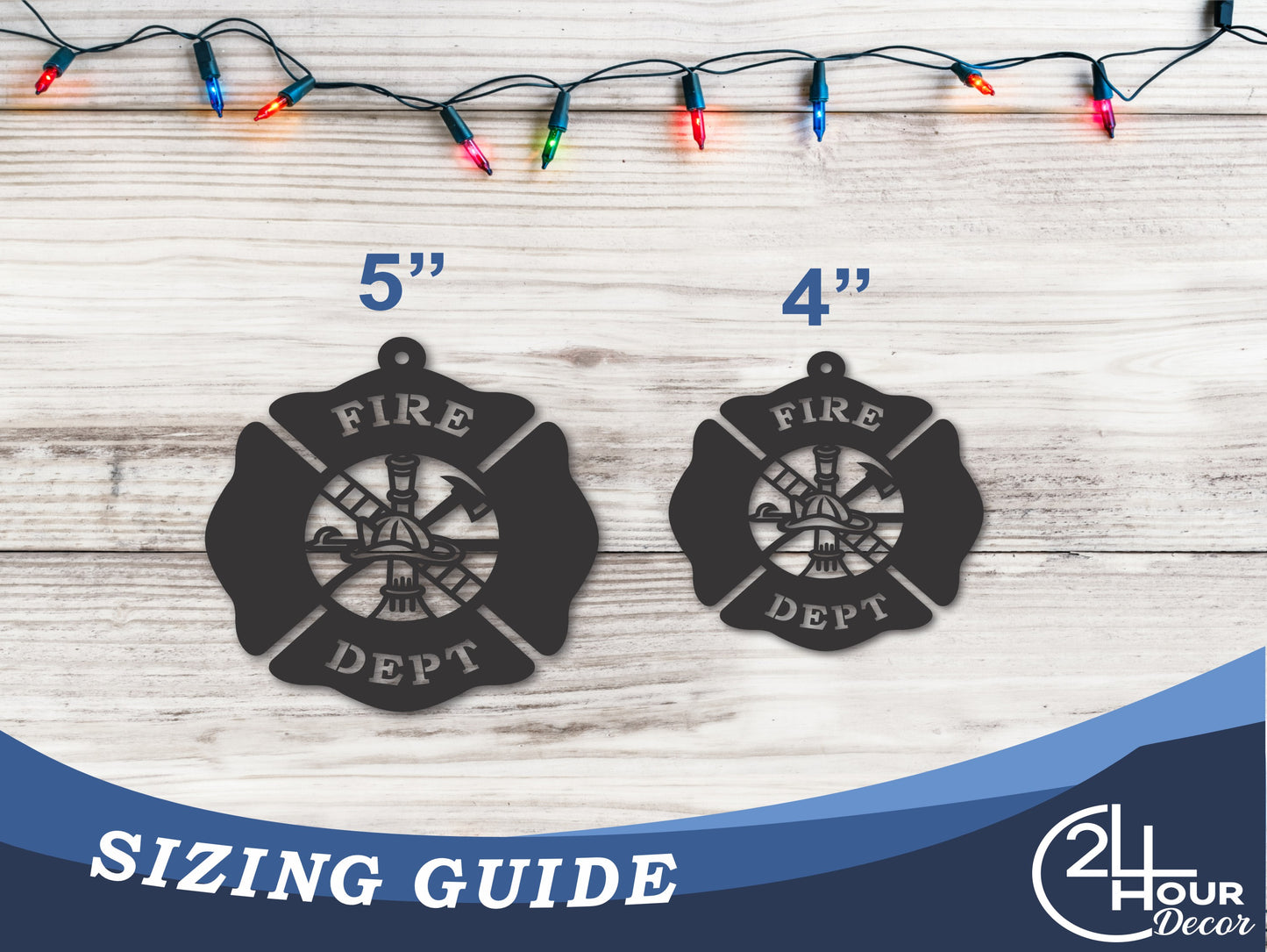 Custom Metal Firefighter Ornament | 4" to 5" | 20+ Color Options