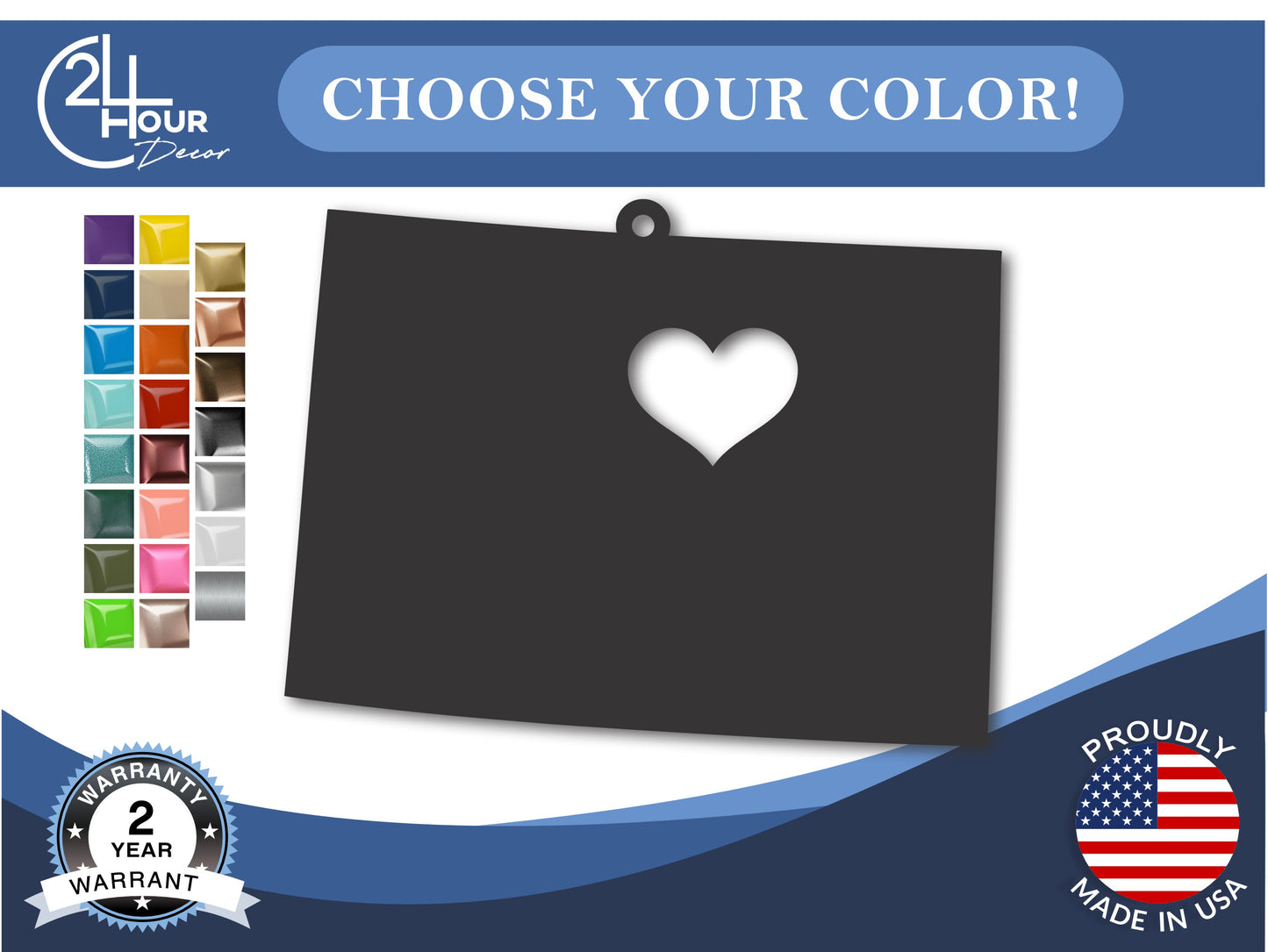 Custom Metal Denver Colorado State Ornament | 4" to 5" | State Ornaments | 20+ Color Options