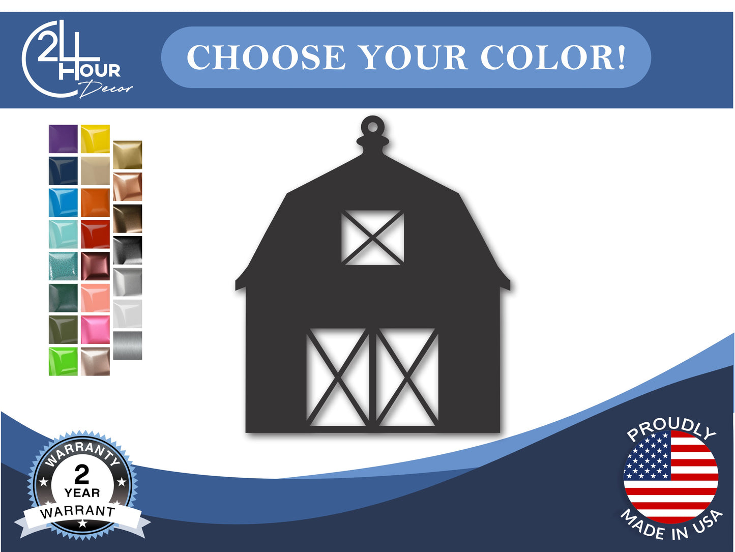 Custom Metal Barn Ornament | 4" to 5" | State Ornaments | 20+ Color Options