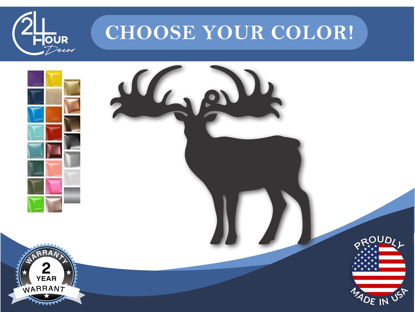 Custom Metal Elk Ornament | 4" to 5" | State Ornaments | 20+ Color Options