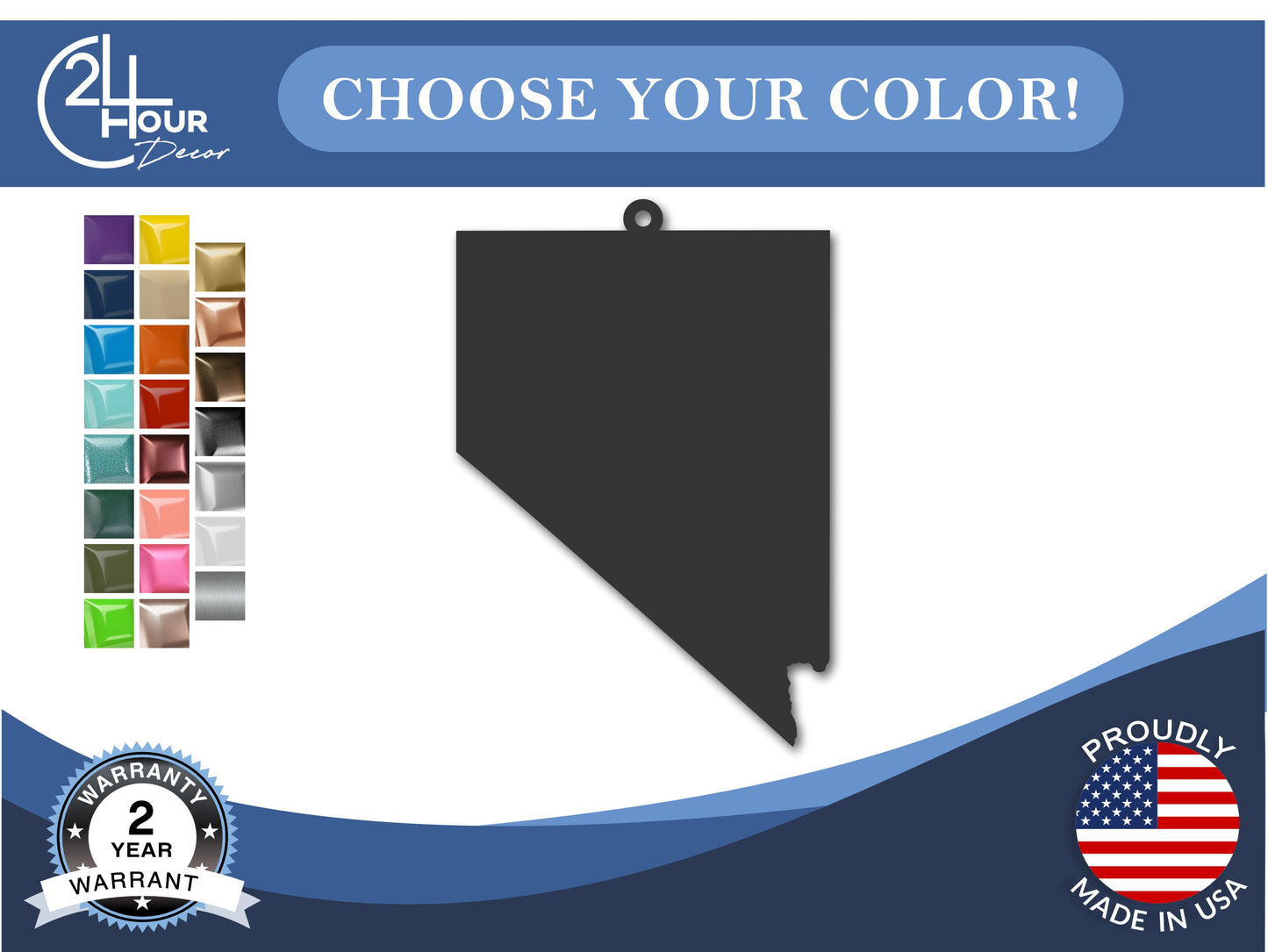 Custom Metal Nevada State Ornament | 4" to 5" | State Ornaments | 20+ Color Options