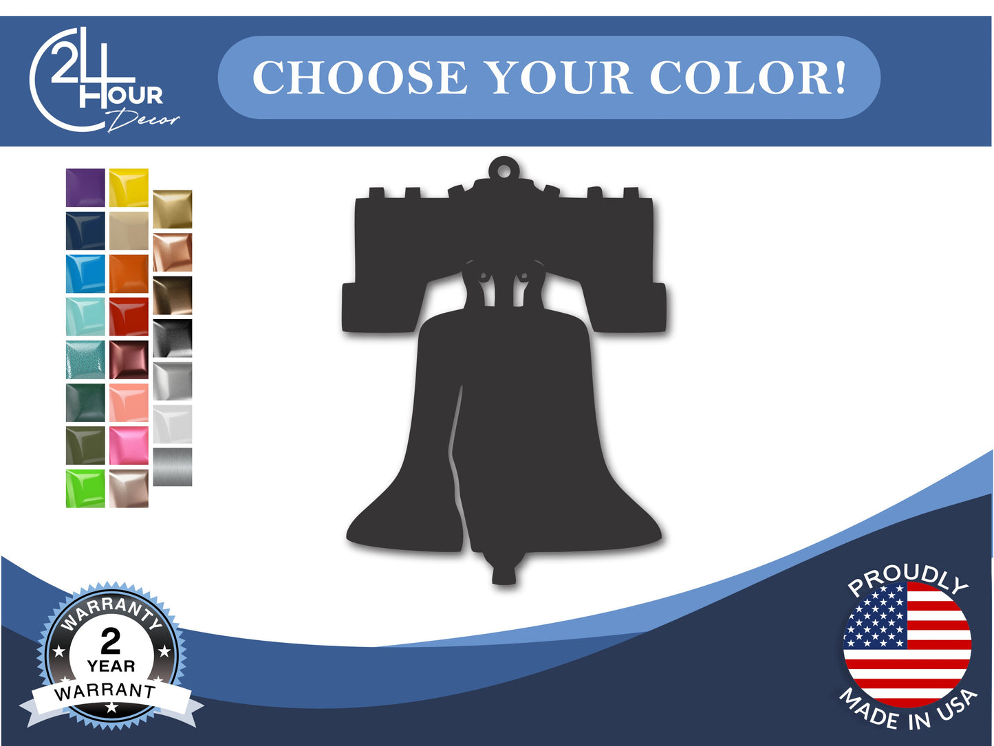 Custom Metal Liberty Bell Pennsylvania State Ornament | 4" to 5" | State Ornaments | 20+ Color Options