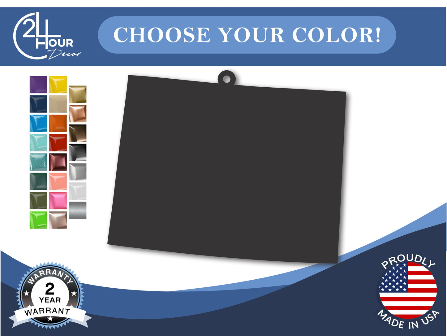 Custom Metal Wyoming State Ornament | 4" to 5" | State Ornaments | 20+ Color Options