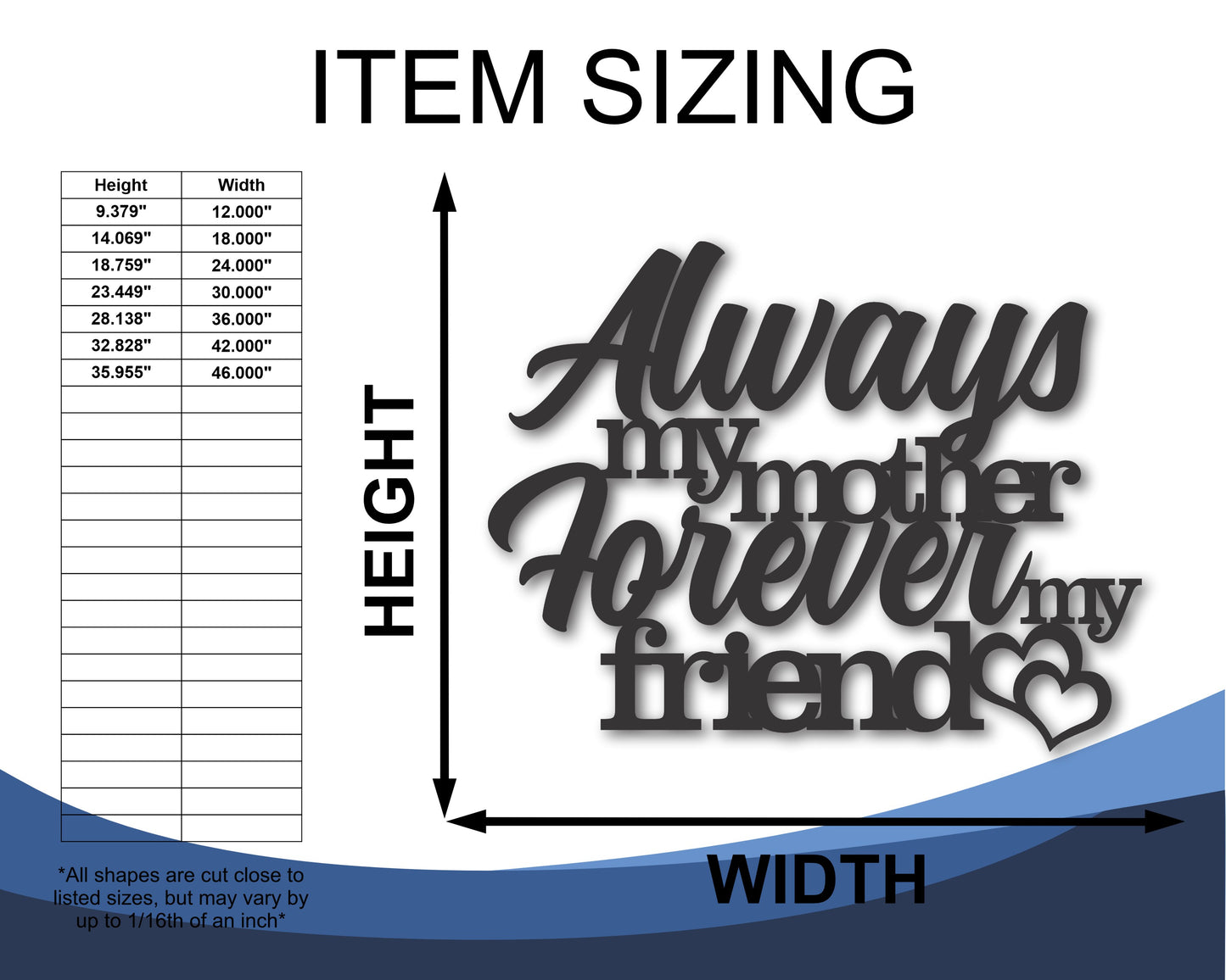 Metal Mothers Day Wall Art | Metal Always My Mother Forever My Friend Sign | 20+ Color Options