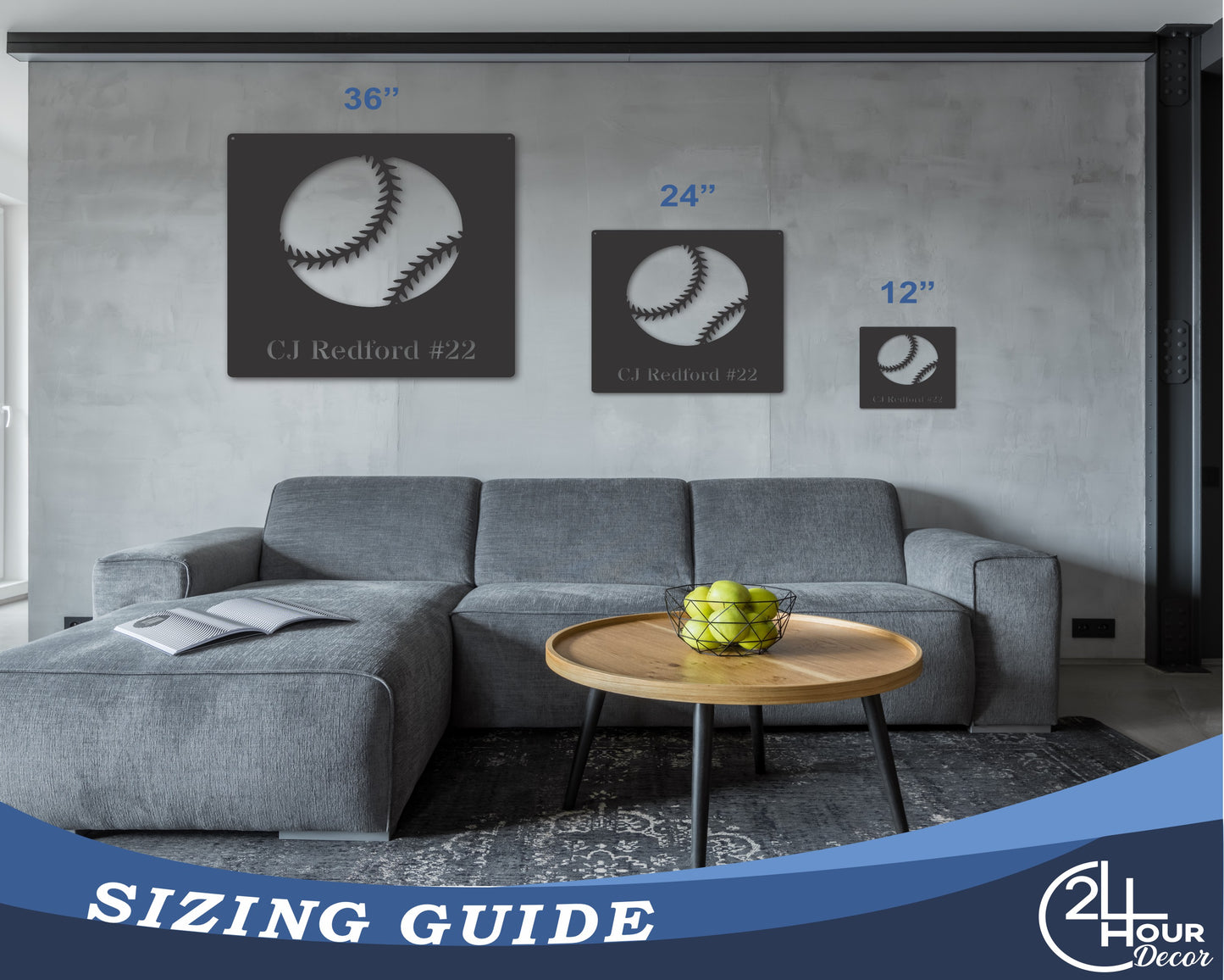 Custom Metal Baseball Name Wall Art | Metal Sports Sign | 20+ Color Options