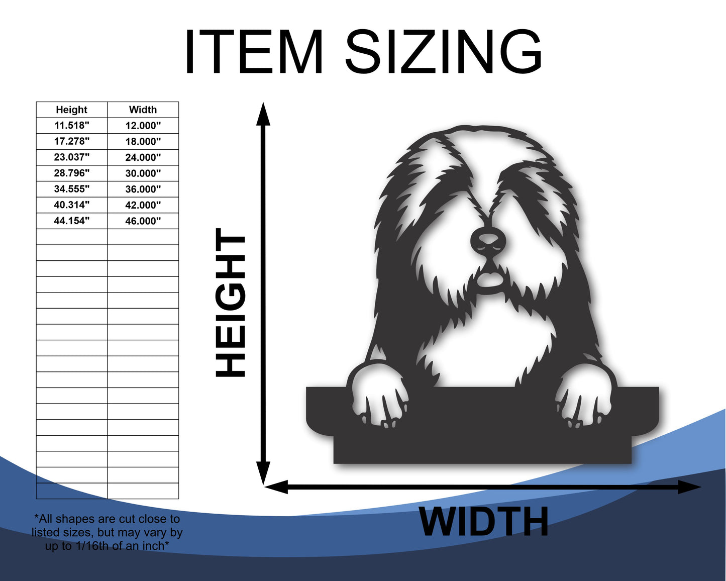 Custom Metal Bearded Collie Wall Art - Metal Dog Breed Sign - 20+ Color Options