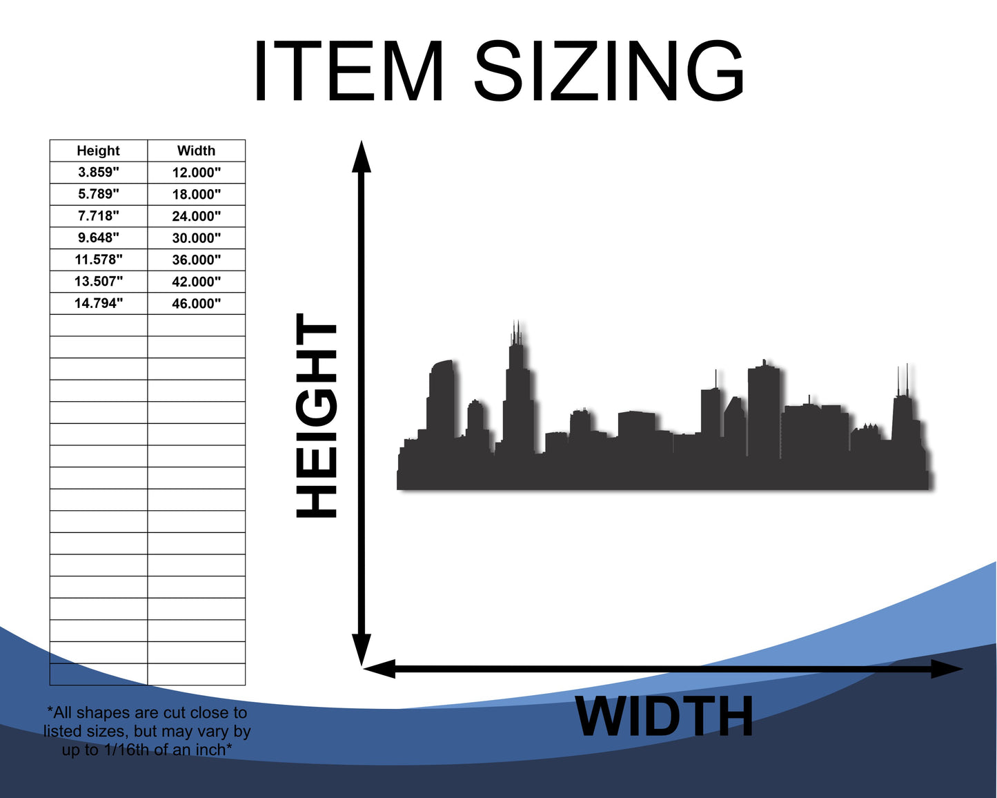 Custom Metal Chicago IL Skyline | 20+ Color Options