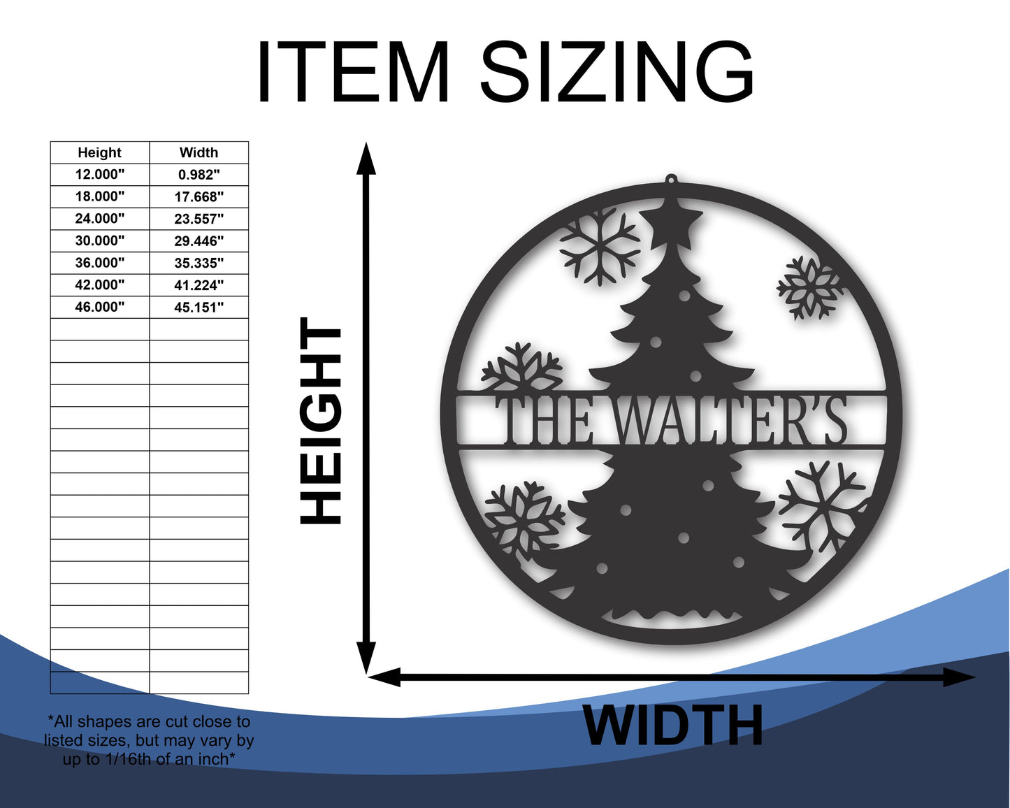 Custom Metal Family Christmas Tree Wall Art | 20+ Color Options