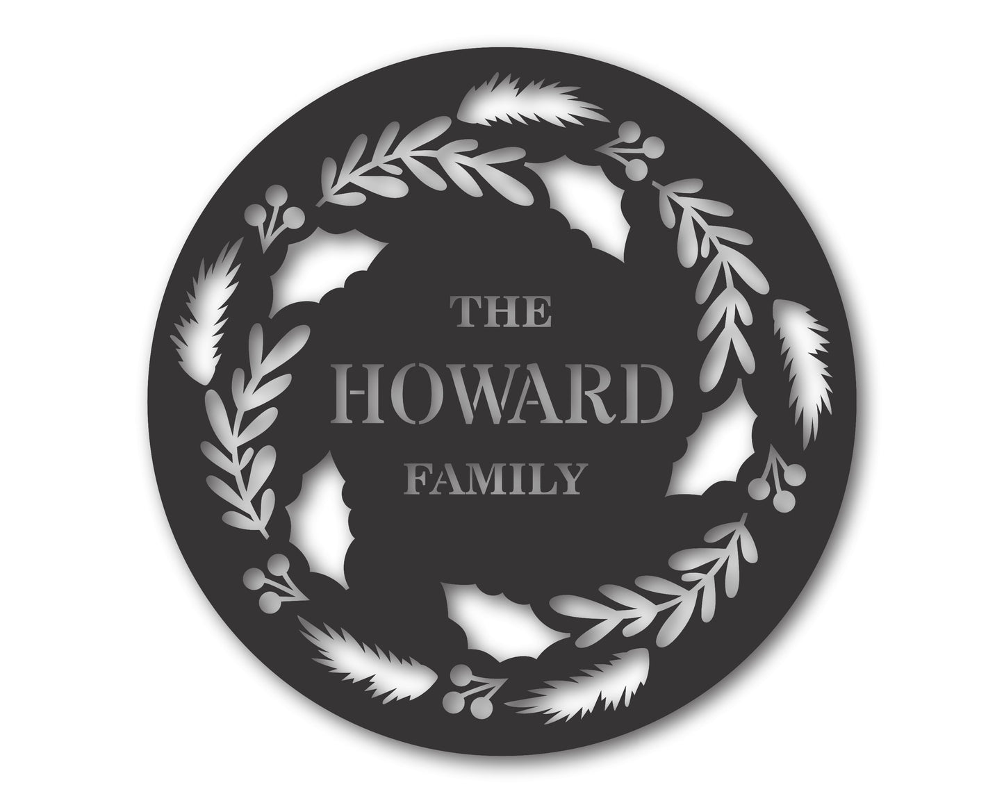 Custom Metal Family Christmas Wreath Wall Art | 20+ Color Options