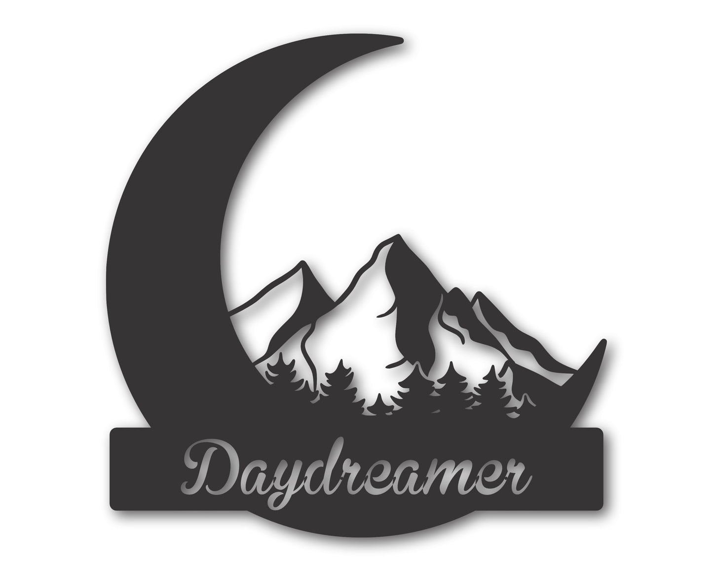 Custom Metal Crescent Moon Mountain Wall Art | 20+ Color Options