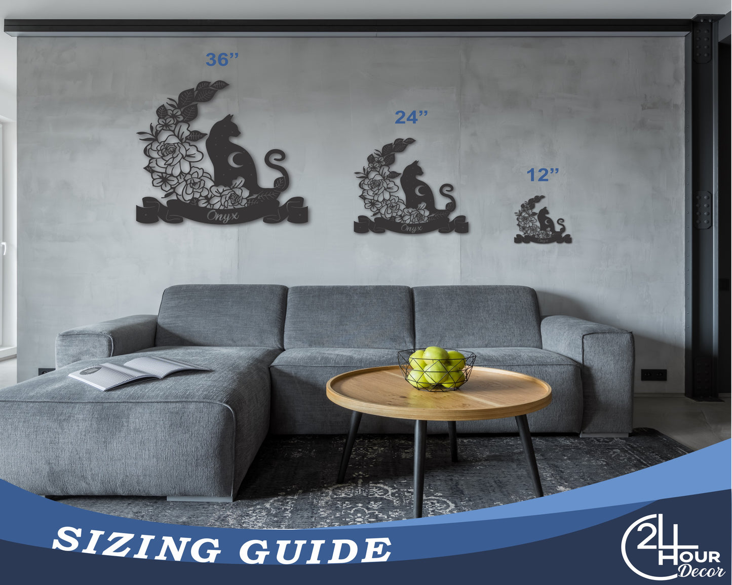 Custom Metal Moonflower Cat Wall Art - Metal Pet Sign - 20+ Color Options