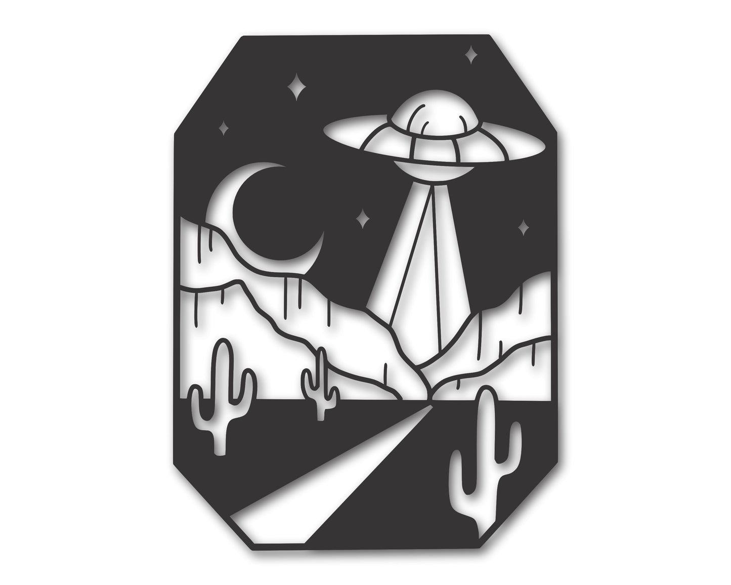 Metal UFO Over Desert Wall Art | 20+ Color Options