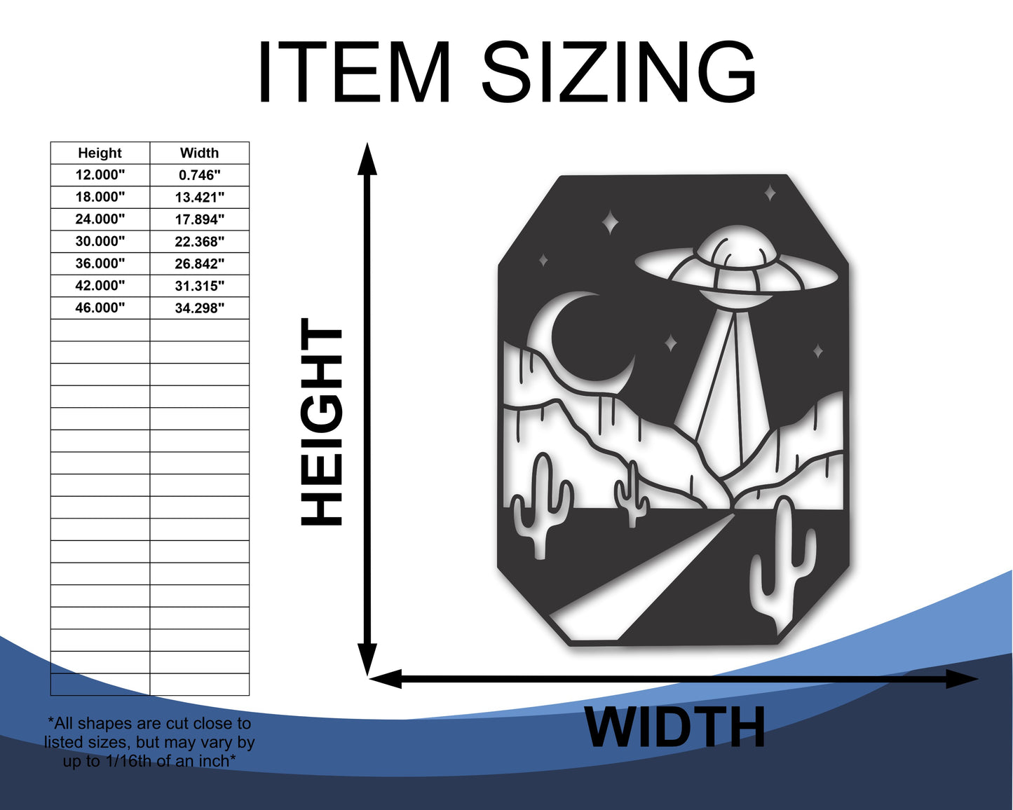 Metal UFO Over Desert Wall Art | 20+ Color Options