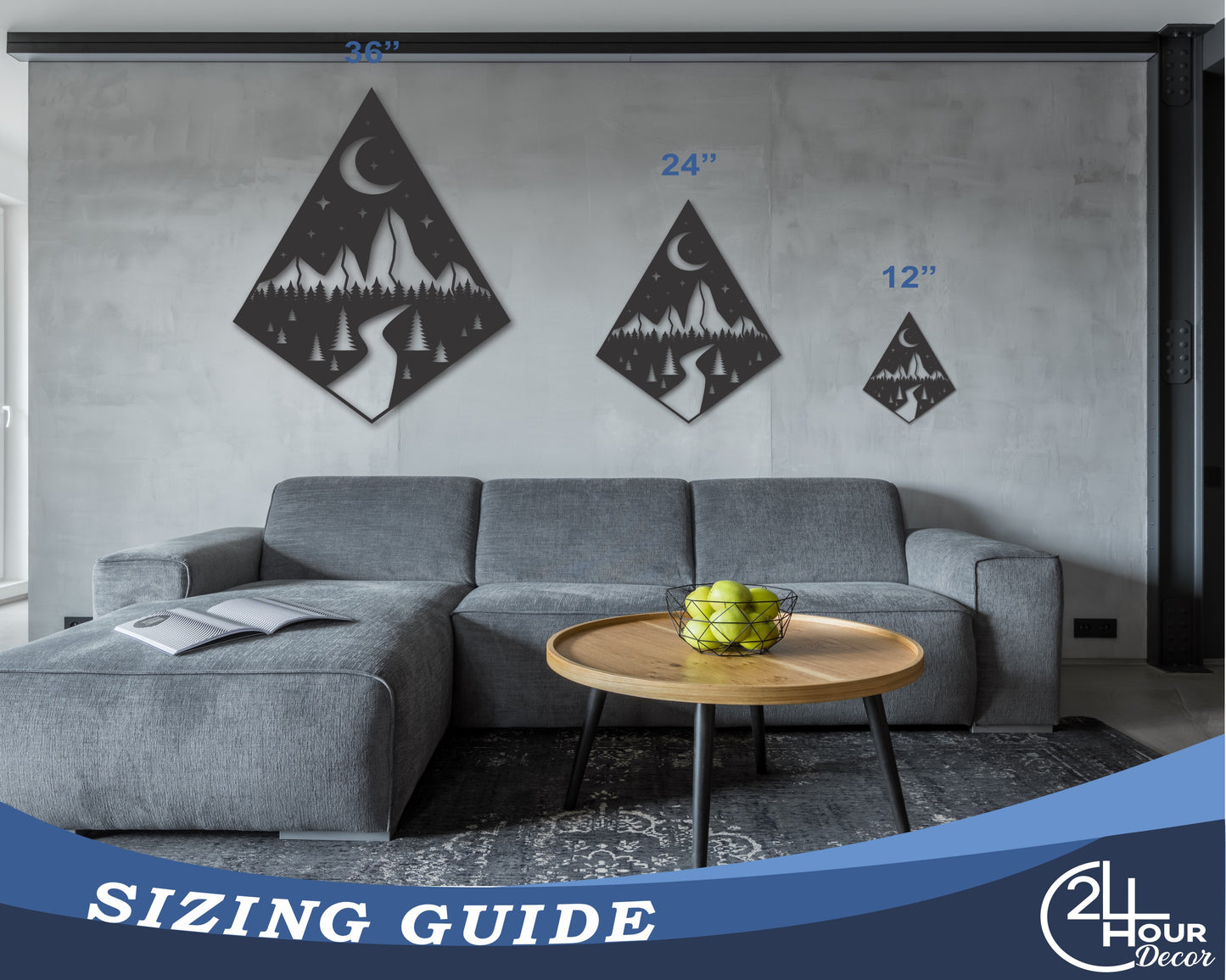 Metal Diamond Mountain Forest Road Wall Art | 20+ Color Options