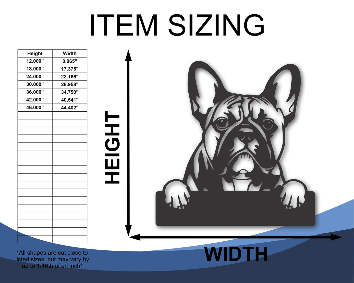 Custom Metal French Bulldog Wall Art - Metal Dog Breed Sign - 20+ Color Options