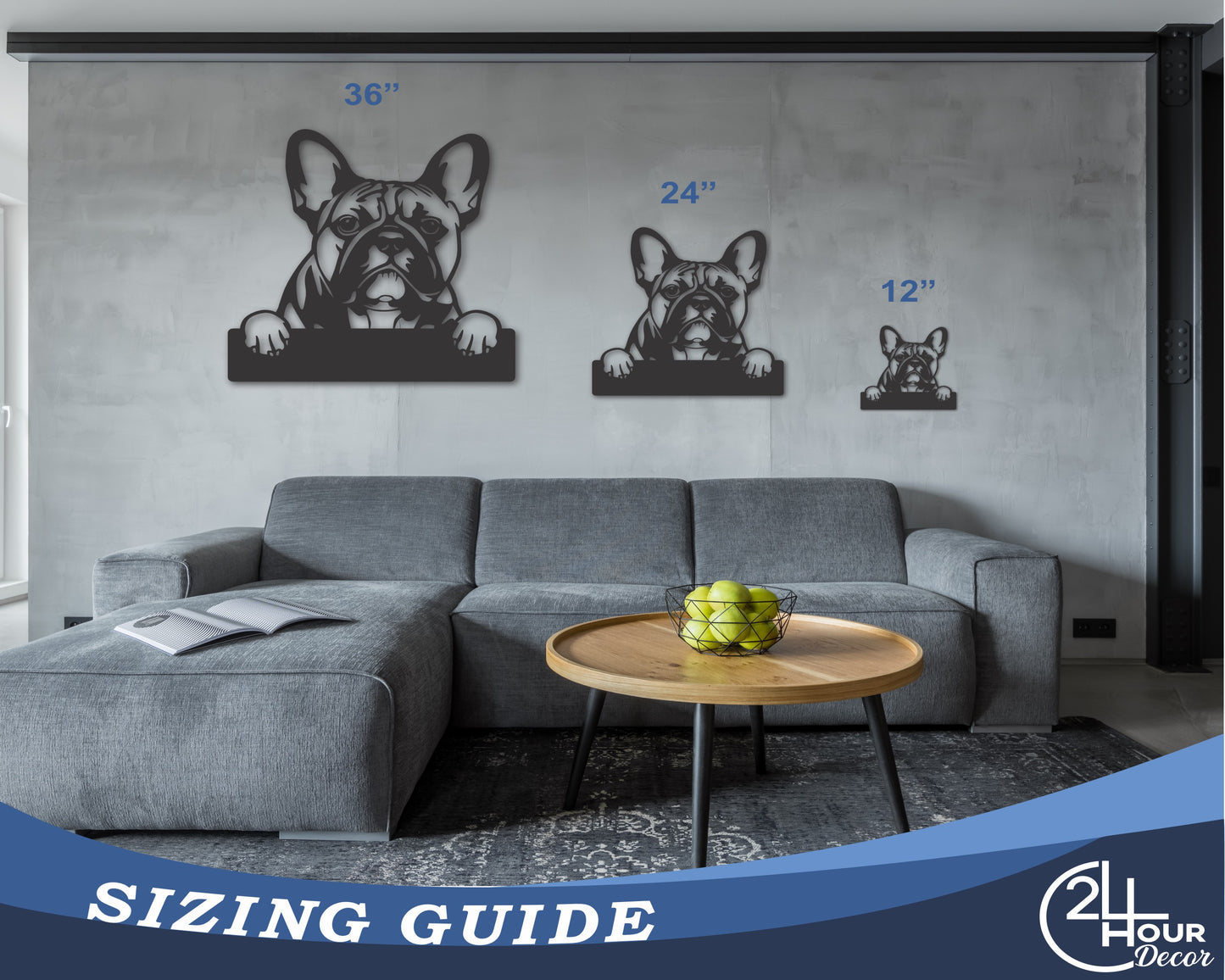 Custom Metal French Bulldog Wall Art - Metal Dog Breed Sign - 20+ Color Options