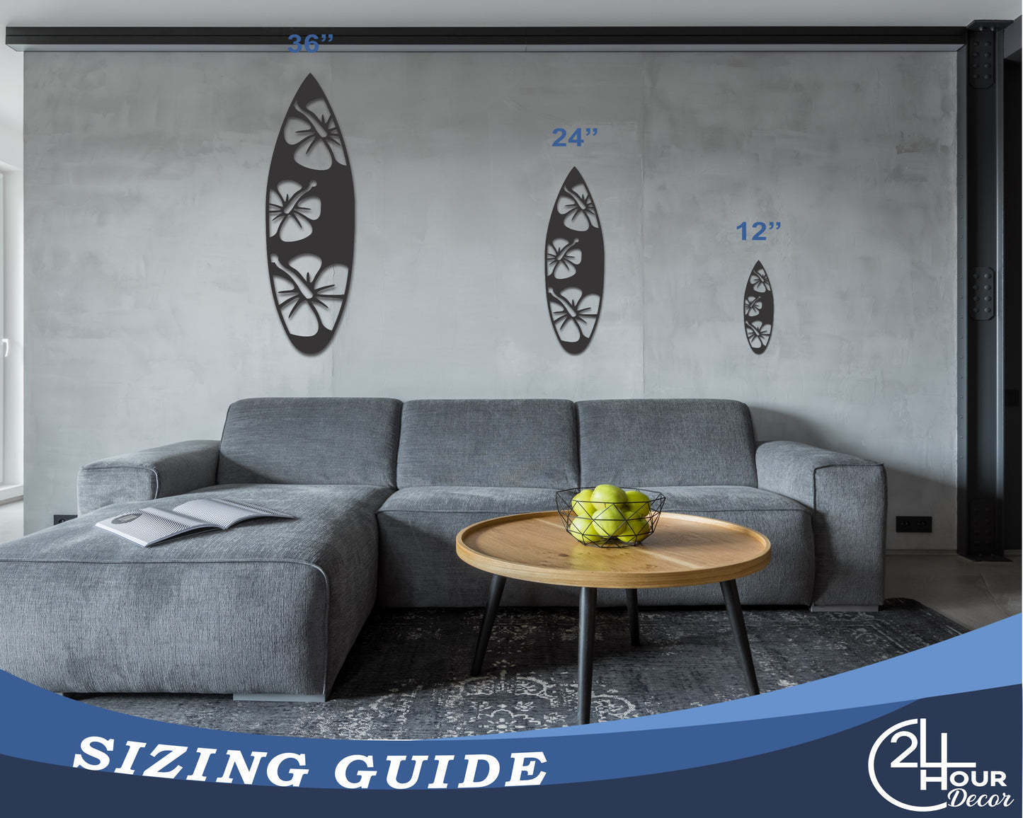 Metal Tropical Surfboard Wall Art | 20+ Color Options