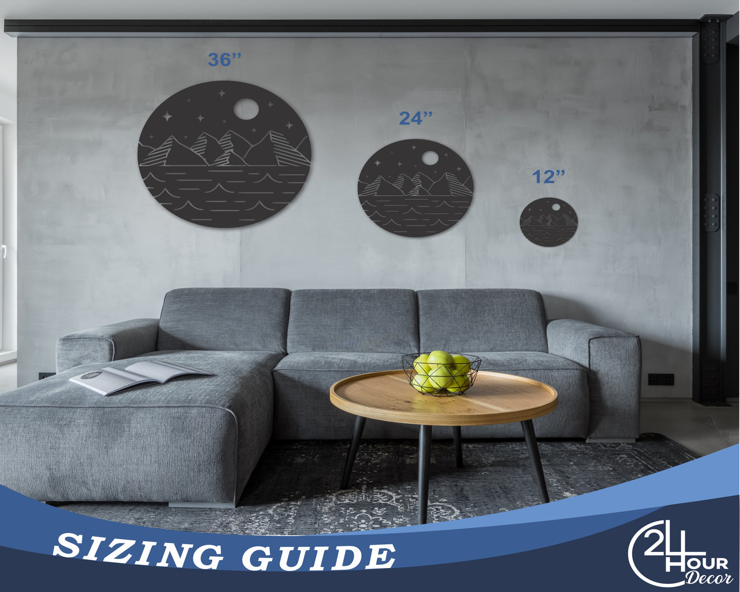 Metal Moon Lake Mountains Wall Art