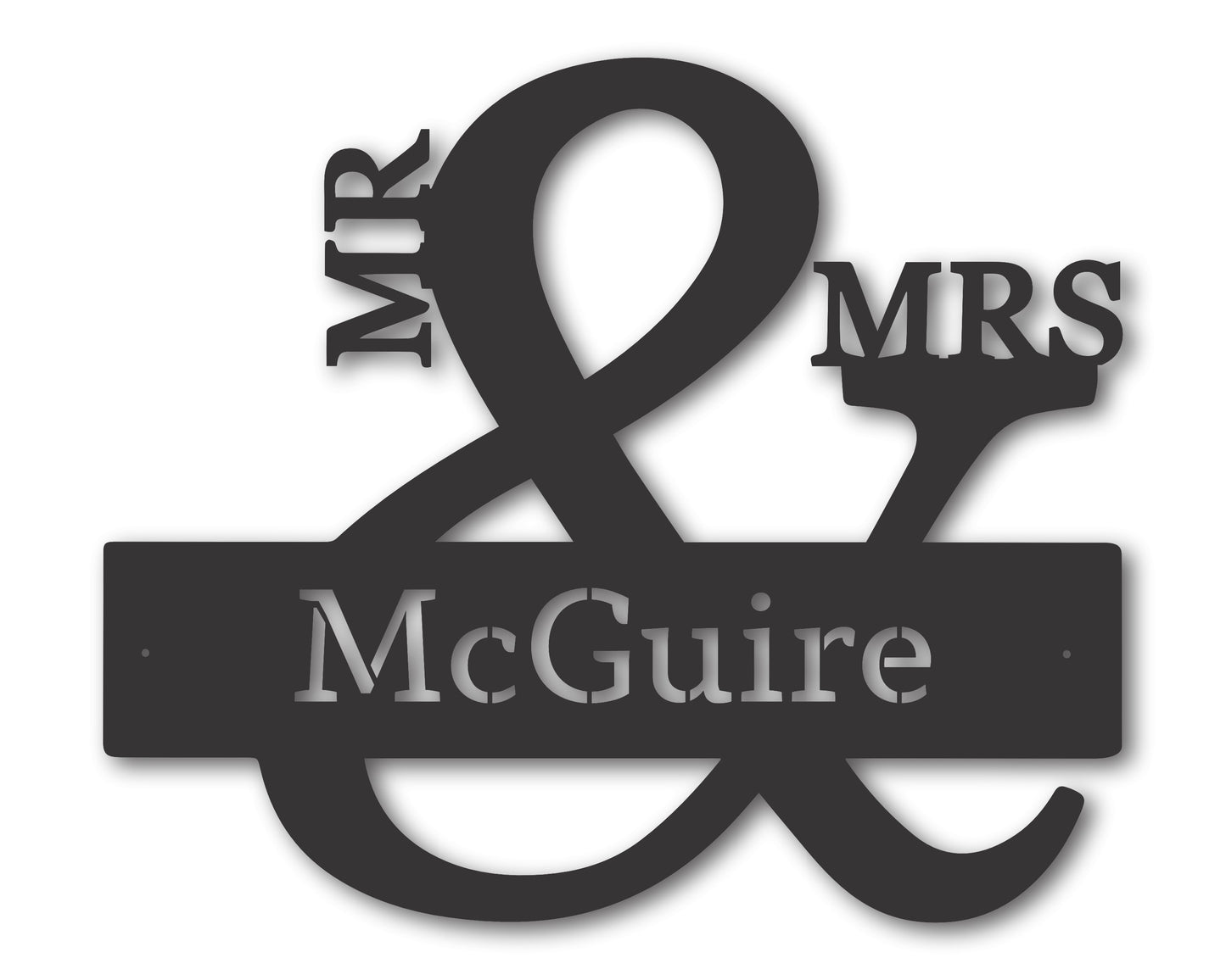 Custom Metal Mr Mrs Wall Art | Metal Newlywed Sign | 20+ Color Options