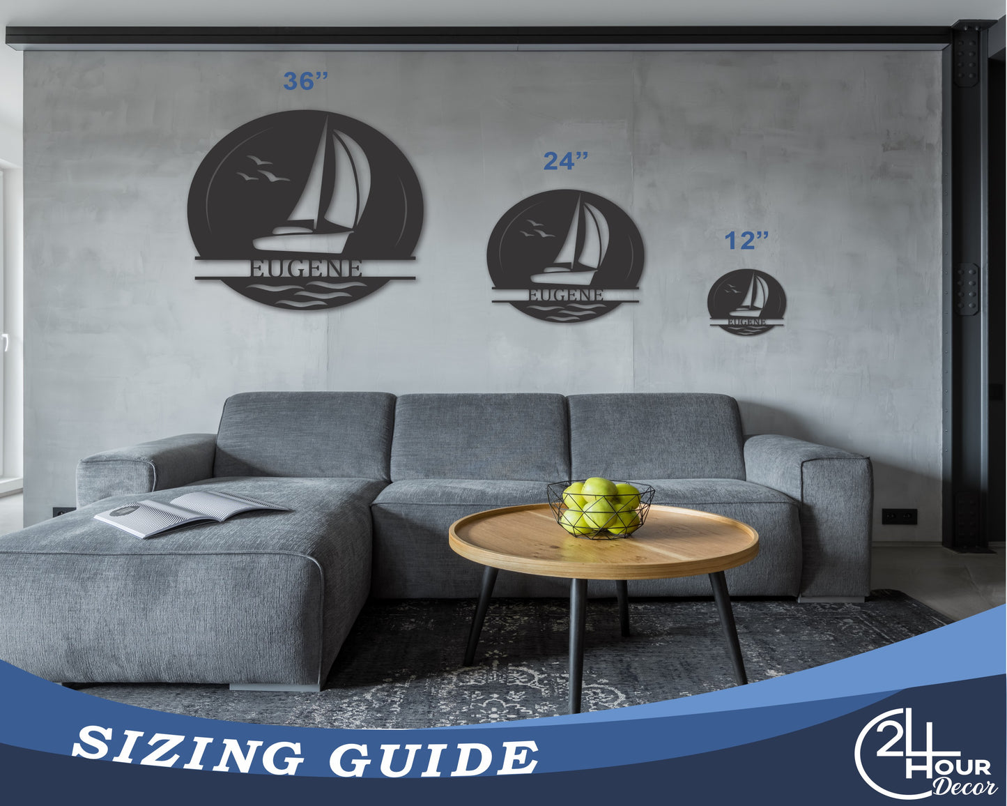 Custom Metal Sail Boat Wall Art | Indoor Outdoor | Up to 46" | 20+ Color Options