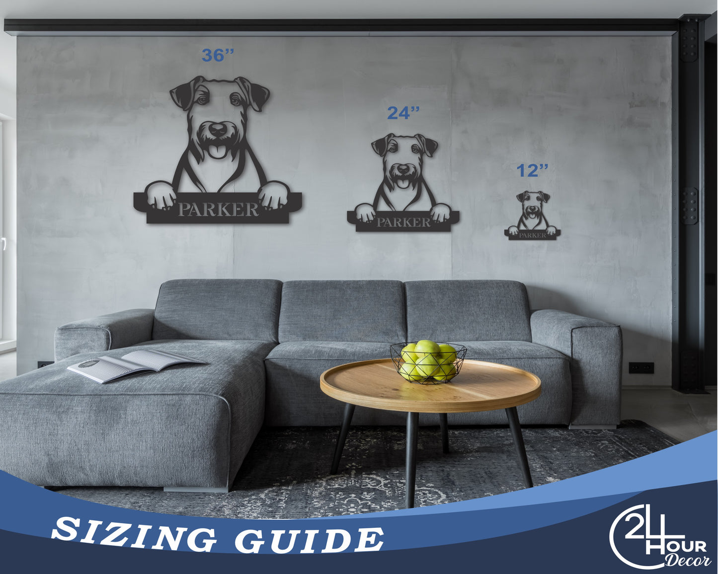 Custom Metal Airedale Terrier Wall Art - Metal Dog Breed Sign - 20+ Color Options