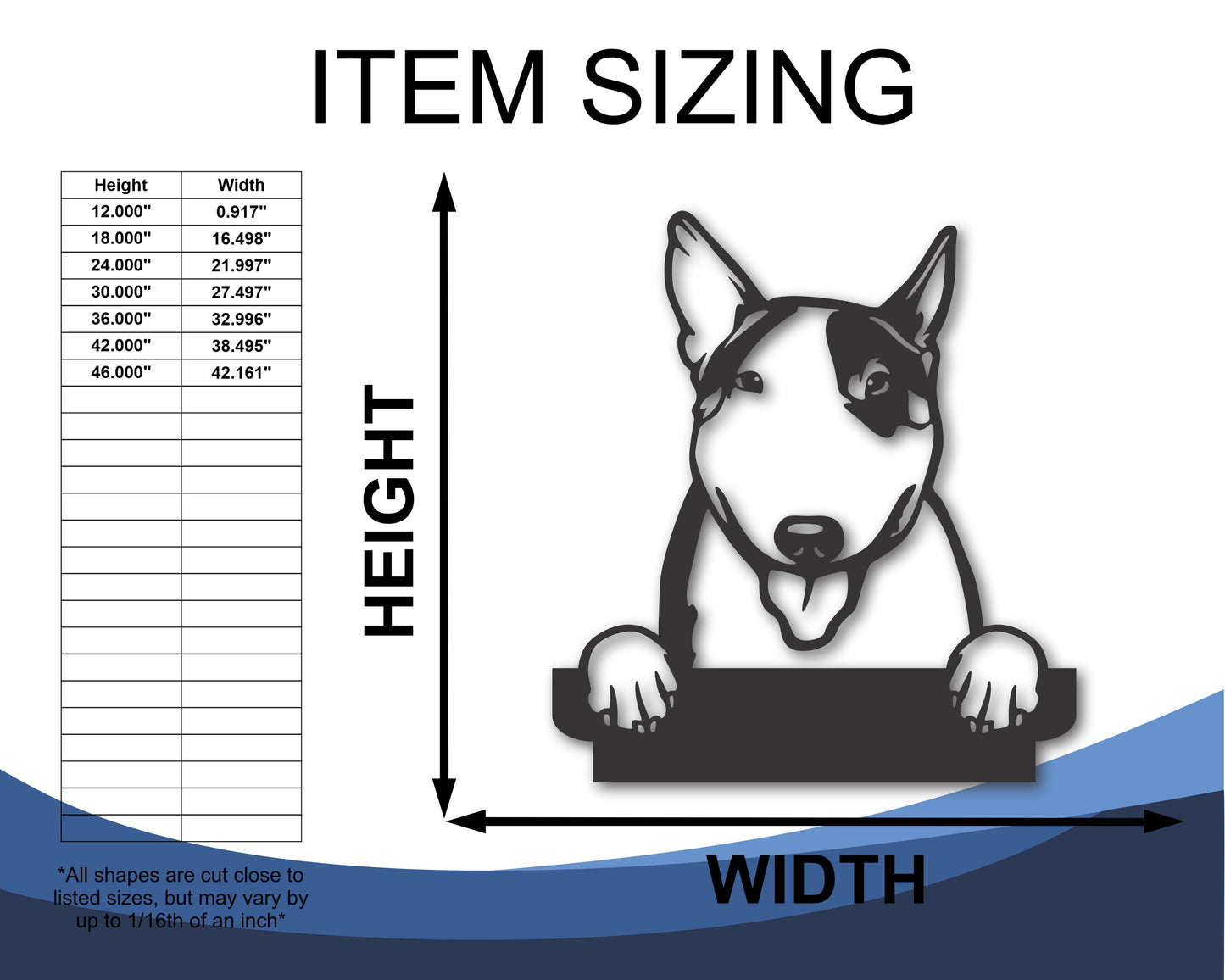 Custom Metal Bull Terrier Wall Art - Metal Dog Breed Sign - 20+ Color Options