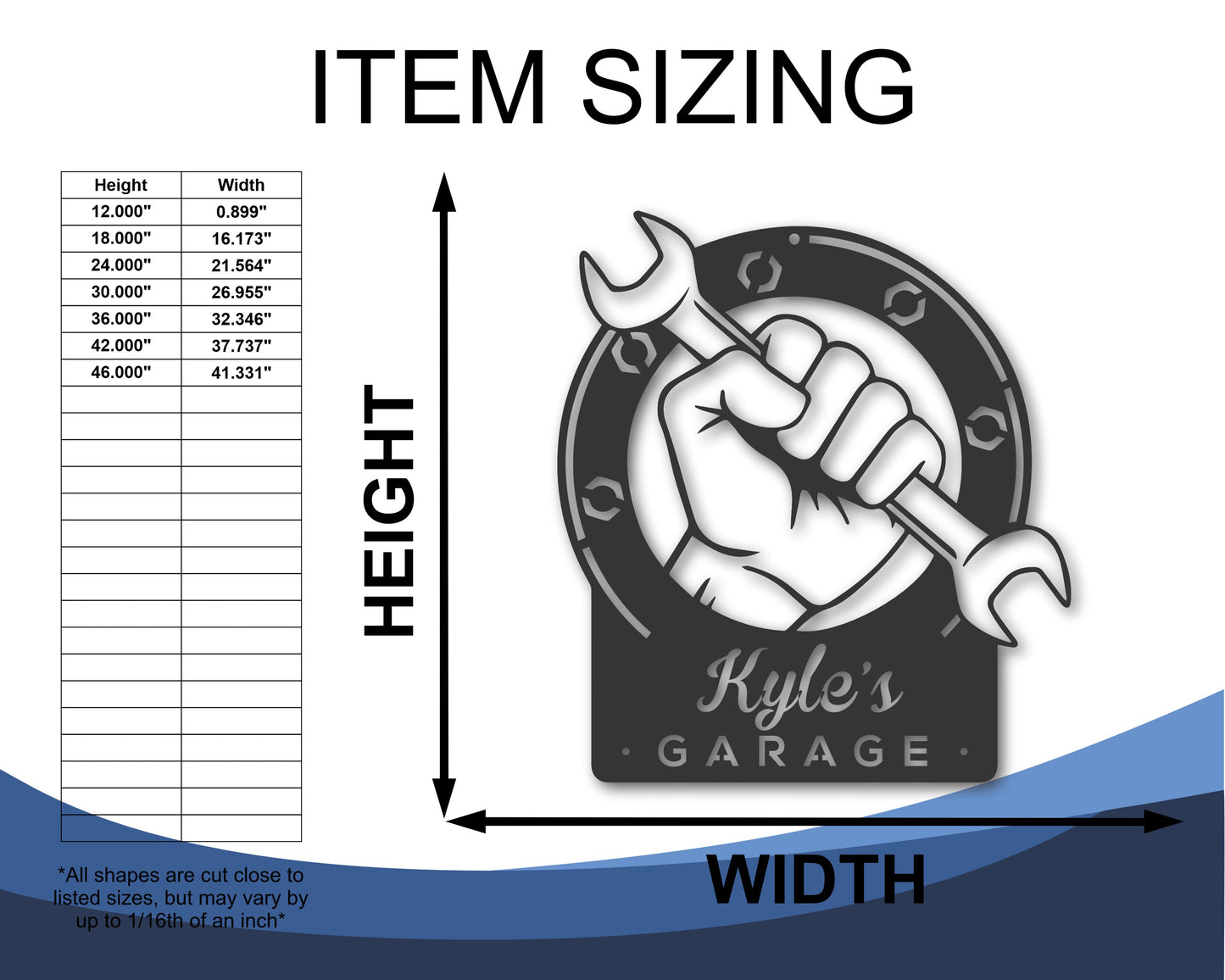 Custom Metal Garage Wrench Wall Art | 20+ Color Options