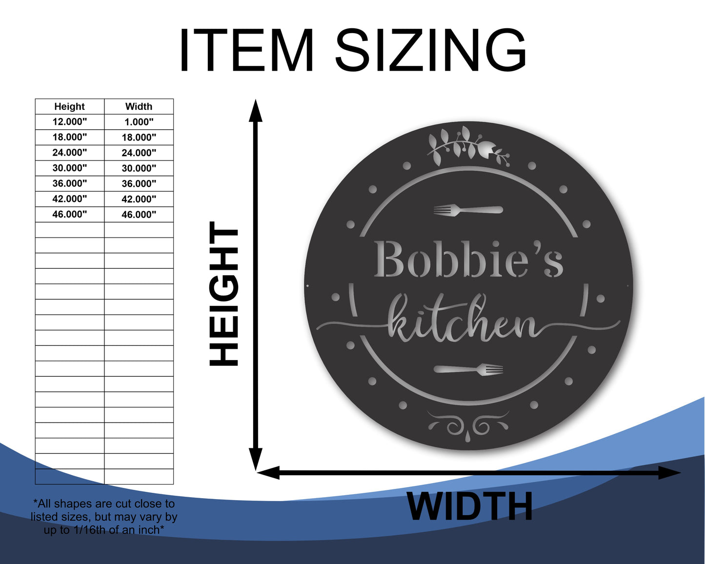 Custom Metal Round Metal Kitchen Wall Art | 20+ Color Options