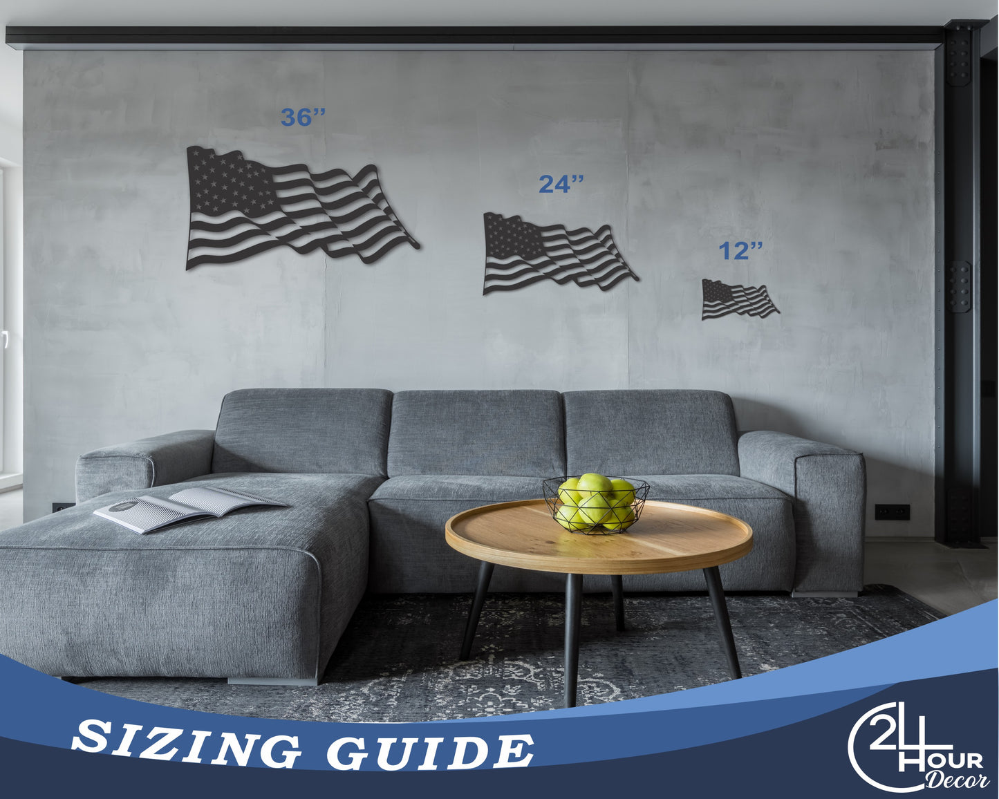 Metal American Flag Wall Art | Metal USA Patriotic | Indoor Outdoor | Up to 46" | 20+ Color Options