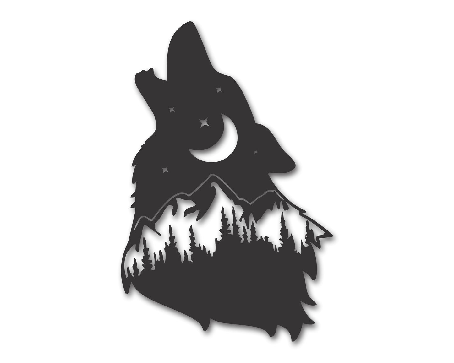 Metal Wolf Mountain Landscape Wall Art | 20+ Color Options