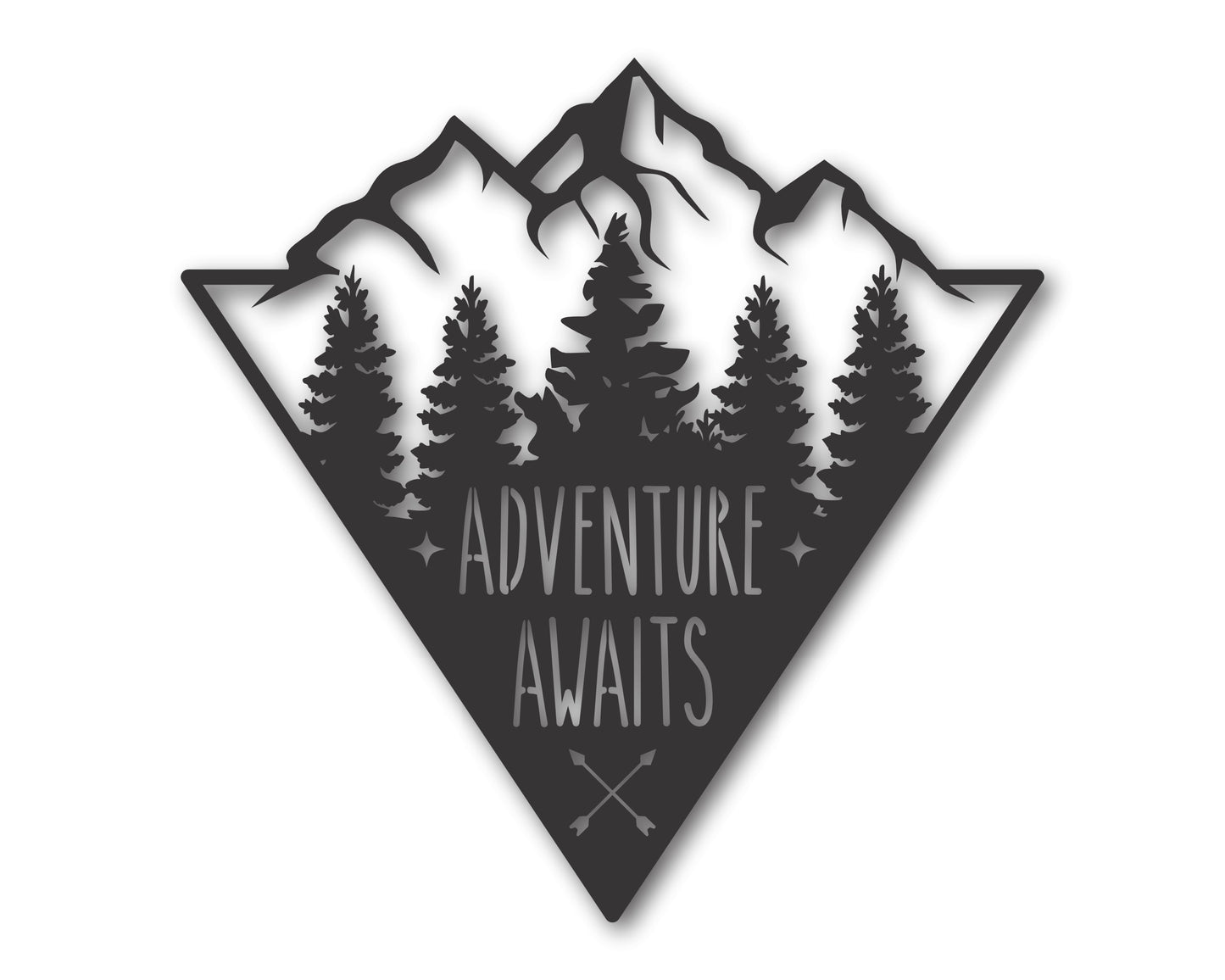 Metal Adventure Awaits Wall Art | Metal Rustic Mountain Decor | 20+ Color Options