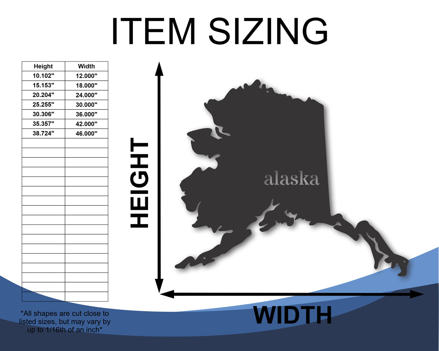 Metal Alaska Wall Art | Custom Metal US State Sign | 20+ Color Options
