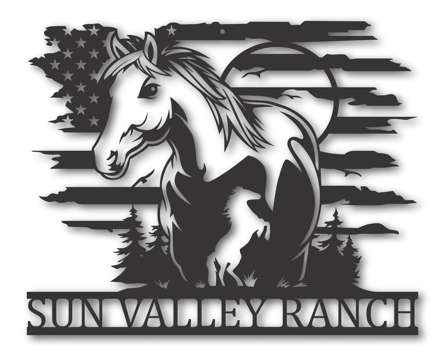 Custom Metal American Horses Wall Art | 20+ Color Options