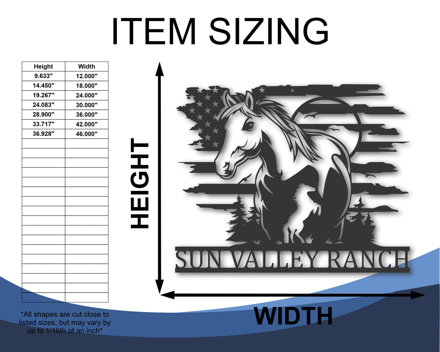 Custom Metal American Horses Wall Art | 20+ Color Options