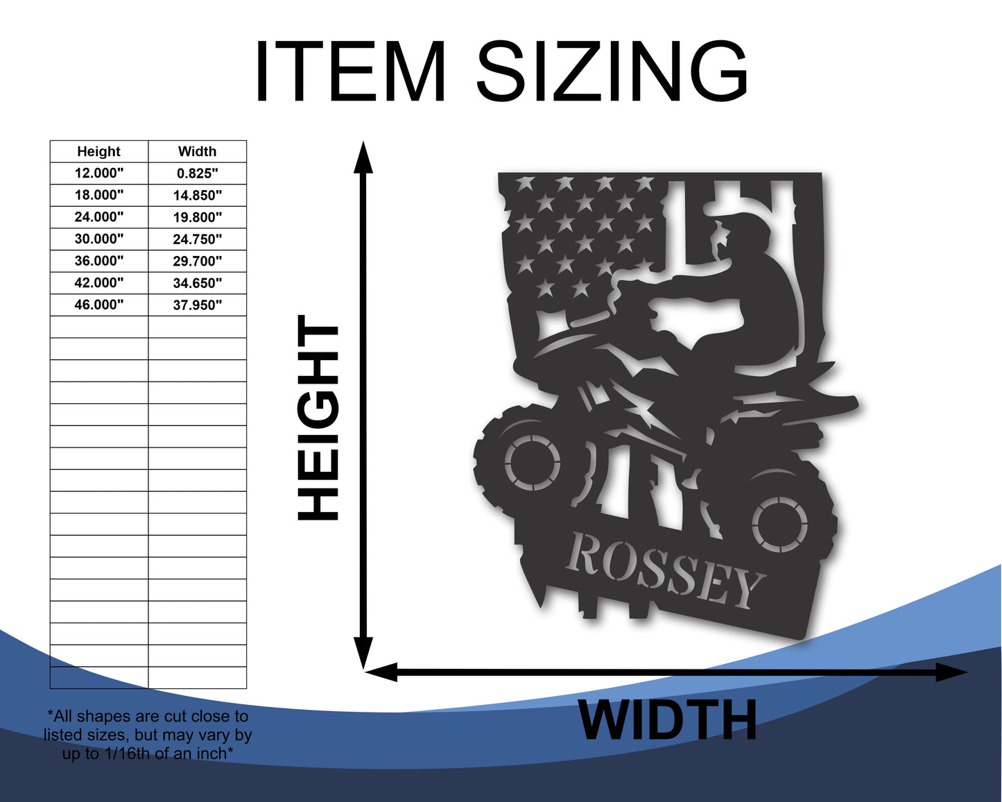Custom Metal American Quad Rider Wall Art | 20+ Color Options