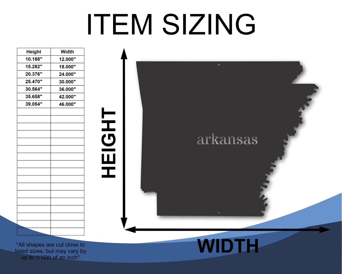 Metal Arkansas Wall Art - Custom Metal US State Sign - 20+ Color Options