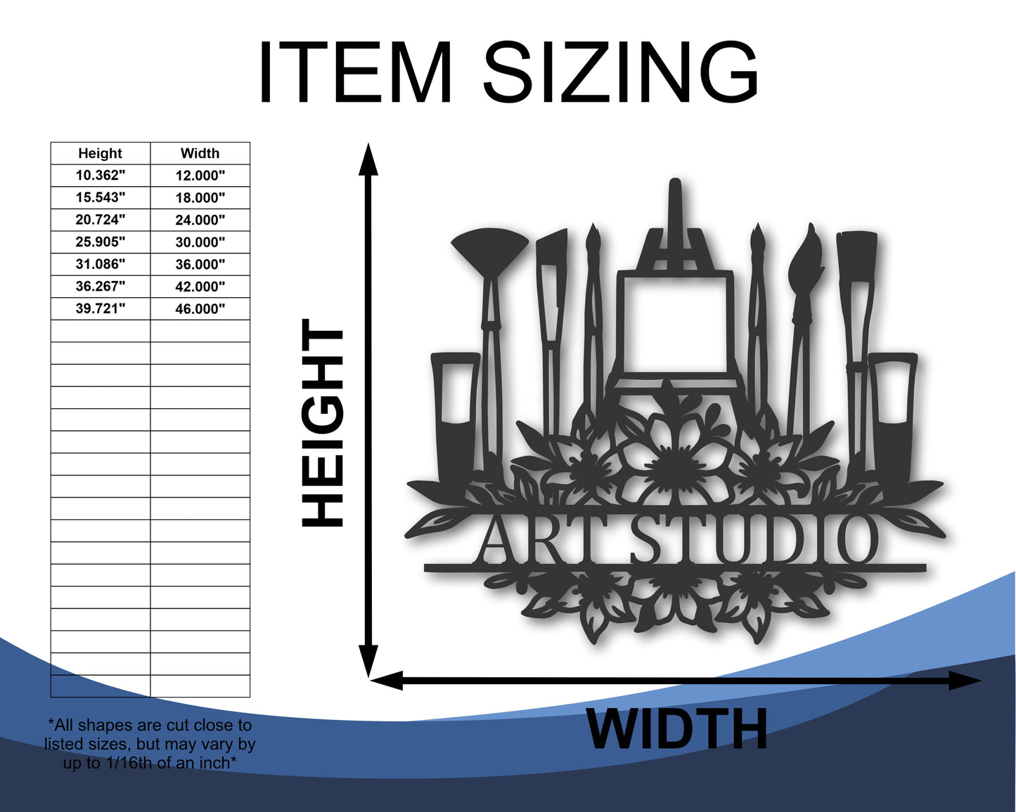 Custom Metal Artist Easel Wall Art | Metal Art Studio Decor | 20+ Color Options
