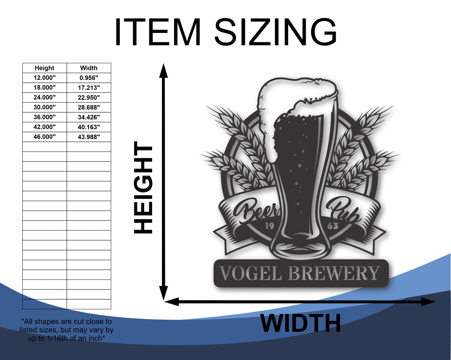 Custom Metal Beer Wall Art - Craft Brewing Metal Sign - 20+ Color Options