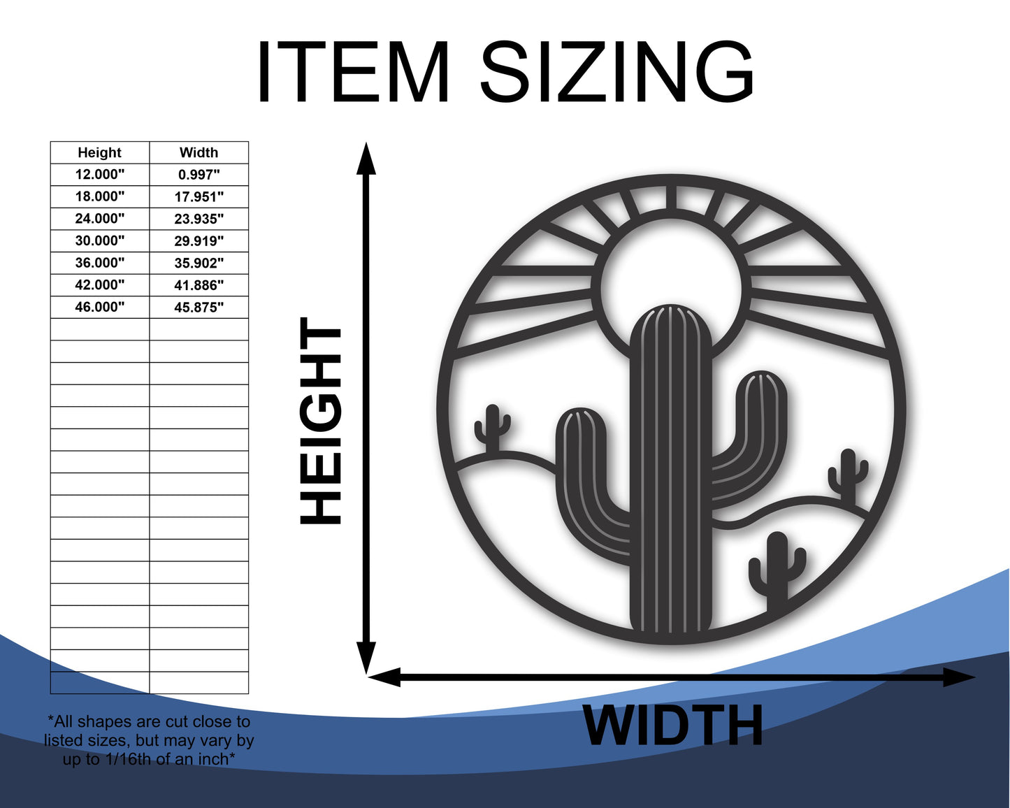 Custom Metal Cactus Sun Wall Art | 20+ Color Options