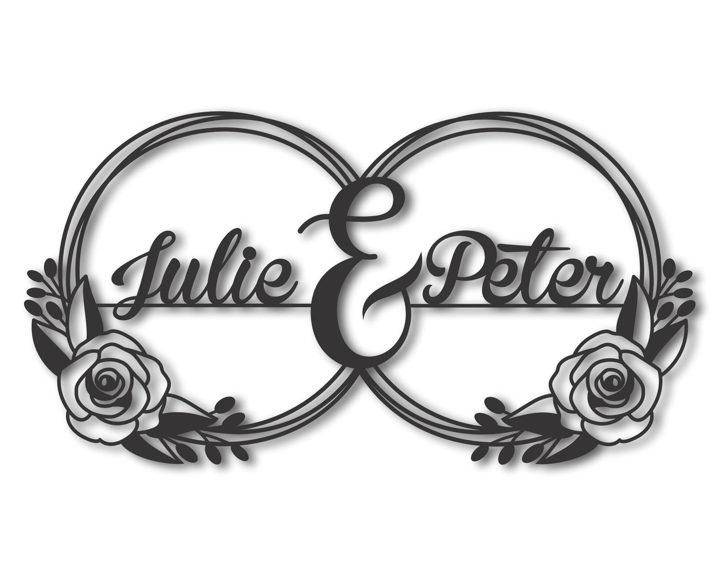 Custom Metal Couples Rose Rings Wall Art | 20+ Color Options