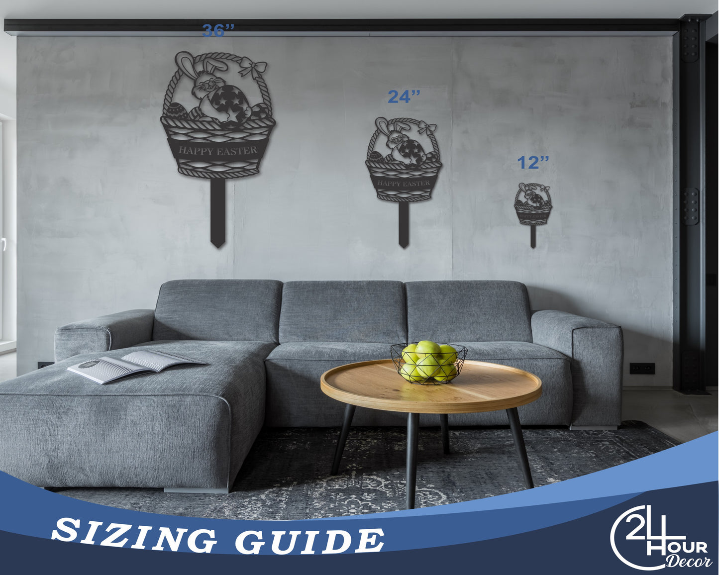 Custom Metal Easter Bunny Basket Garden Stake - 20+ Color Options