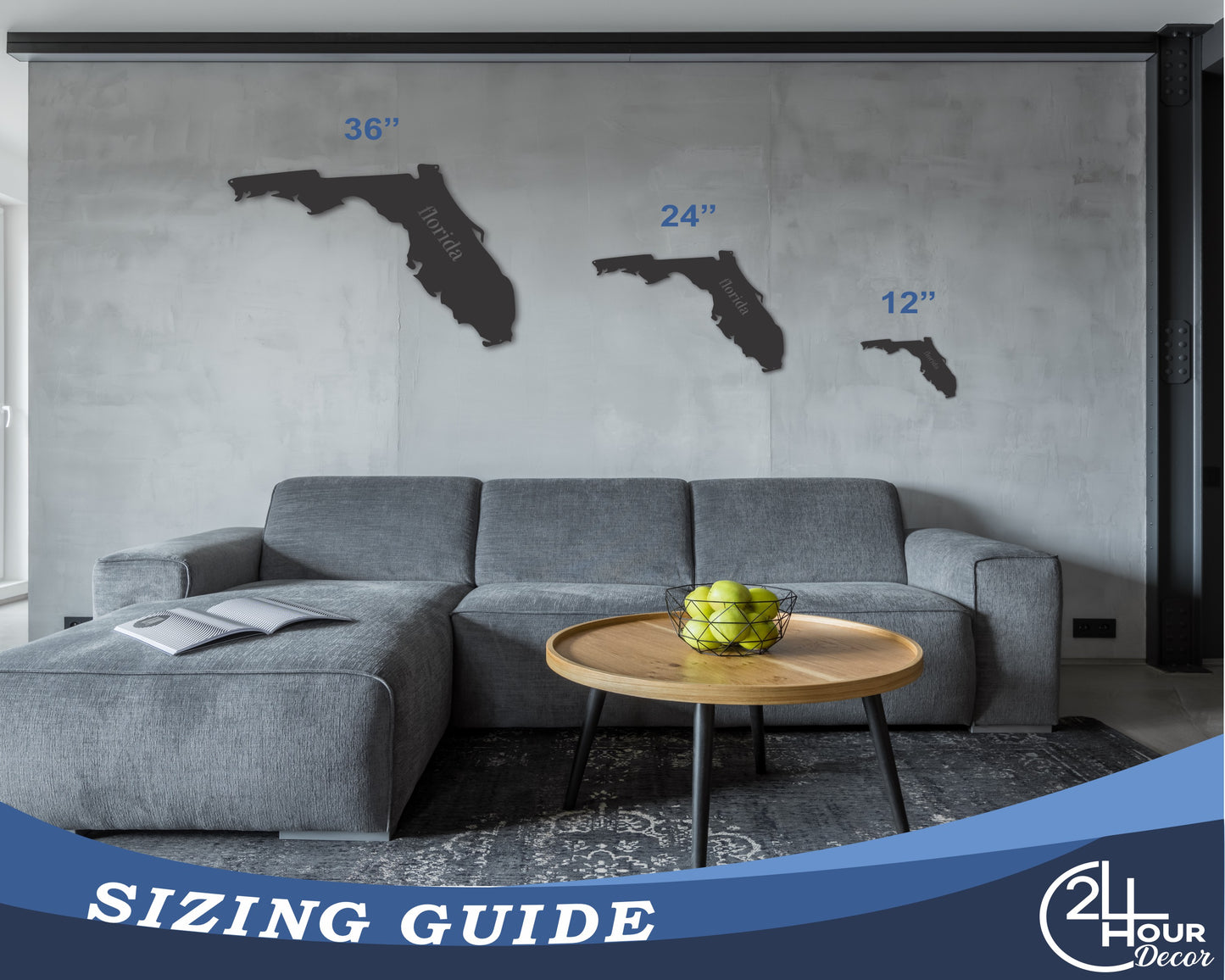 Metal Florida Wall Art - Custom Metal US State Sign - 20+ Color Options