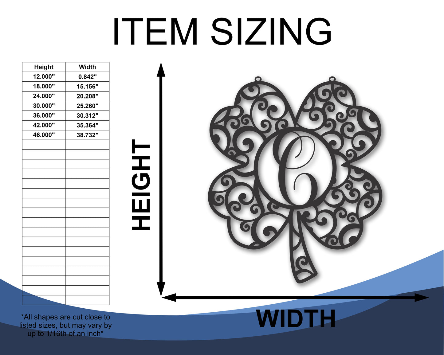 Custom Metal Four Leaf Clover Monogram Wall Art - Metal St Patrick's Day Sign - 20+ Color Options