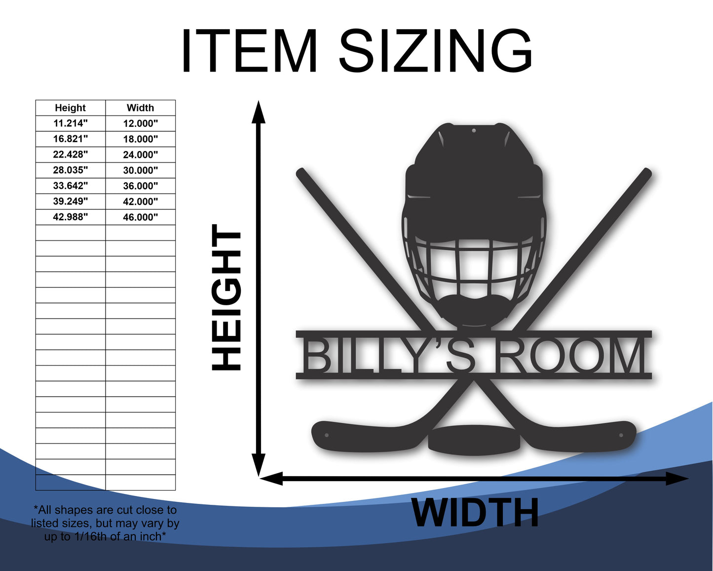 Custom Metal Hockey Wall Art - Metal Sports Sign - 20+ Color Options